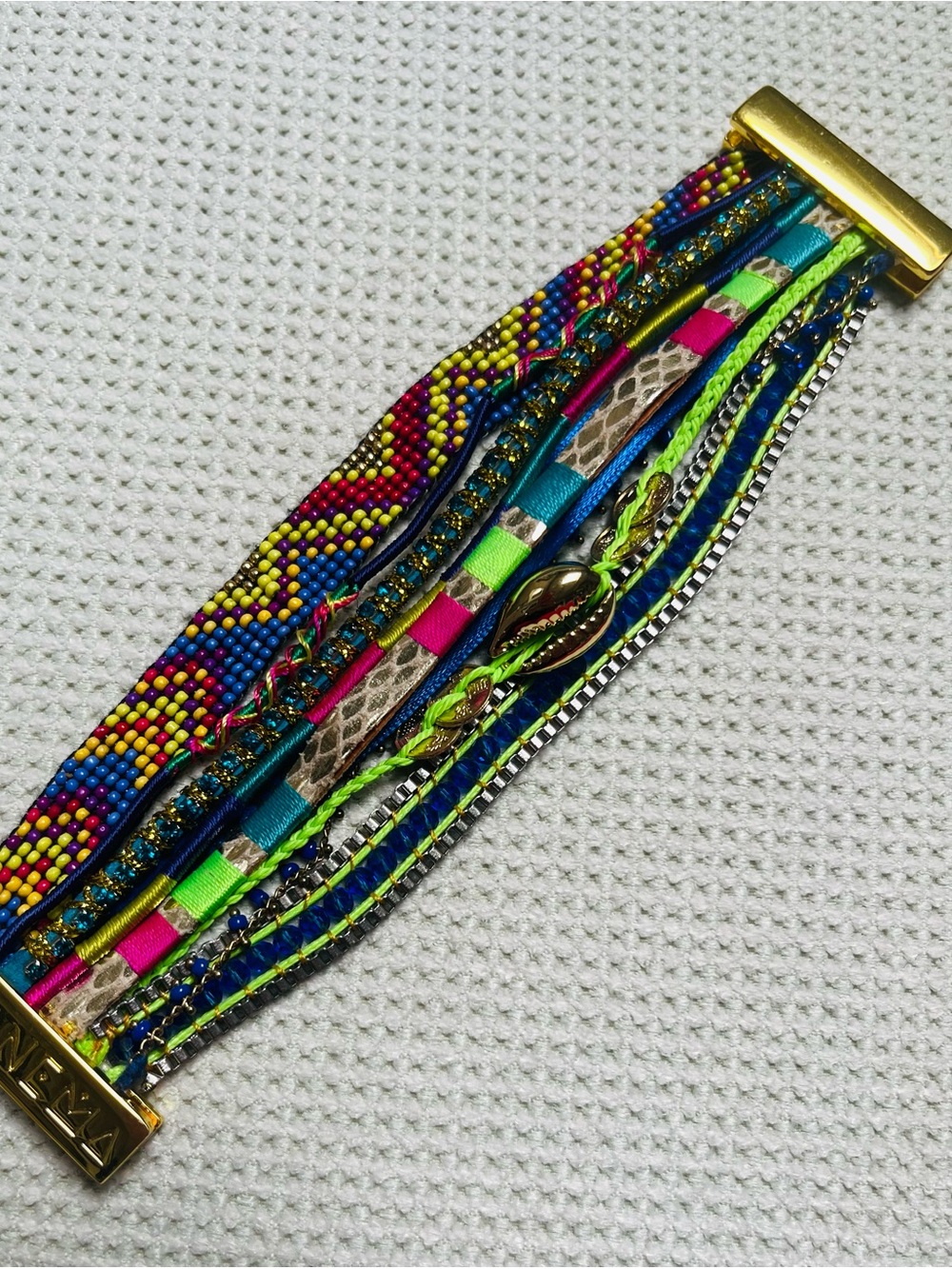 HIPANEMA. Multi Color Bracelet-Boho Cuff in Layered and Patterned Style.